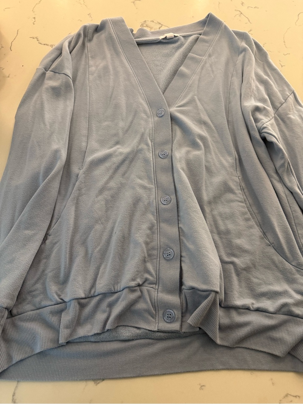 Beyond Yoga Light Sky Blue Button-Up V-Neck Cardigan